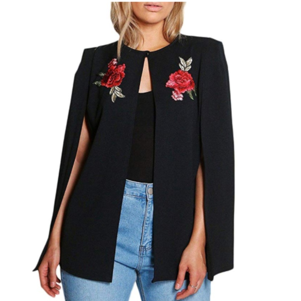AGNIESKA Embroidered Cape Blazer